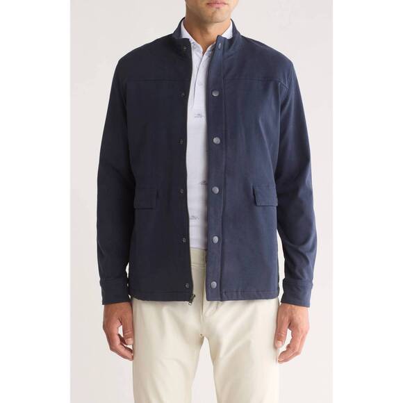 NEW TRAVISMATHEW cloud denim full zip jacket in blue nights
